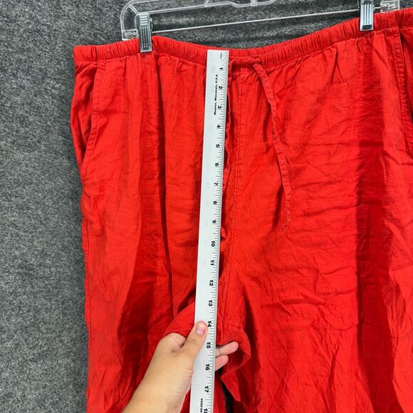 Athleta Activewear Pants Women XL Red High Rise Linen Drawstring Wide Leg Active - Picture 4 of 8